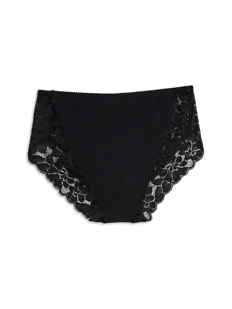 Slip midi donna in pizzo - nero