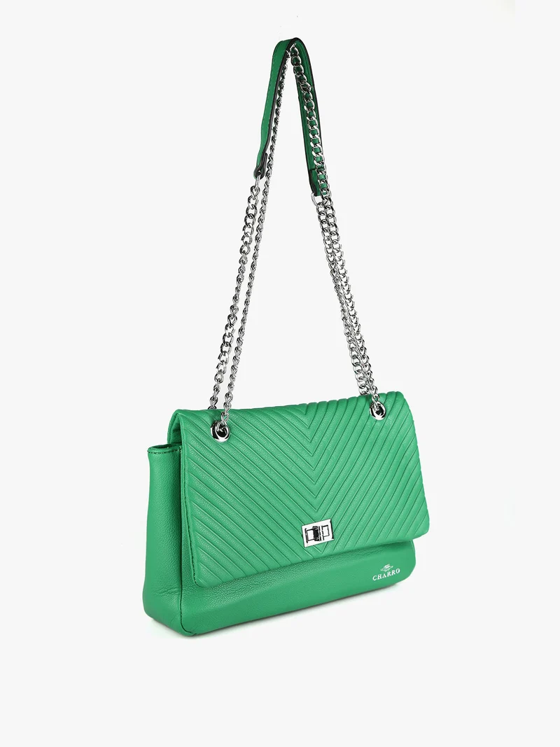 Borsa donna trapuntata con catena - verde