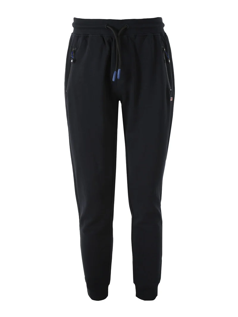 Pantaloni tuta da uomo con coulisse e polsini - blu scuro