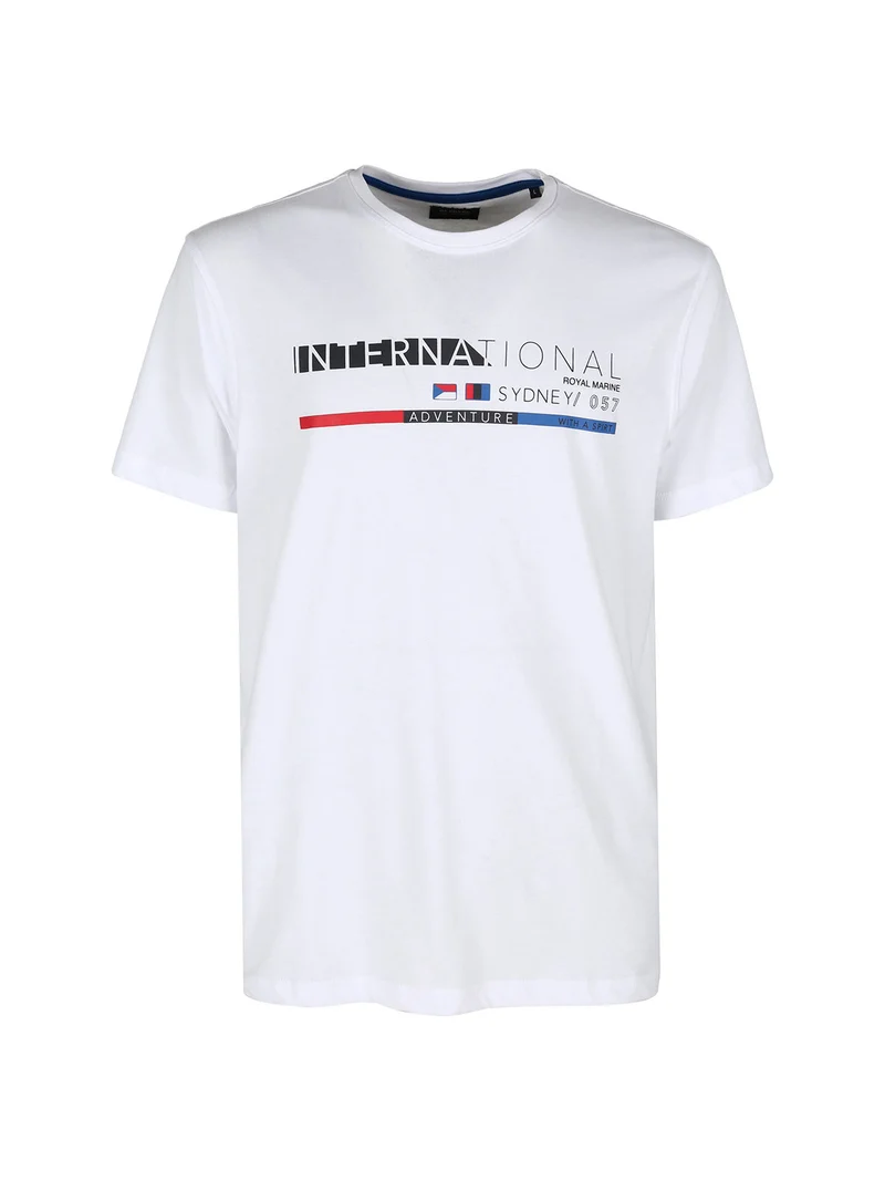 T-shirt da uomo in cotone con stampa scritta - bianco