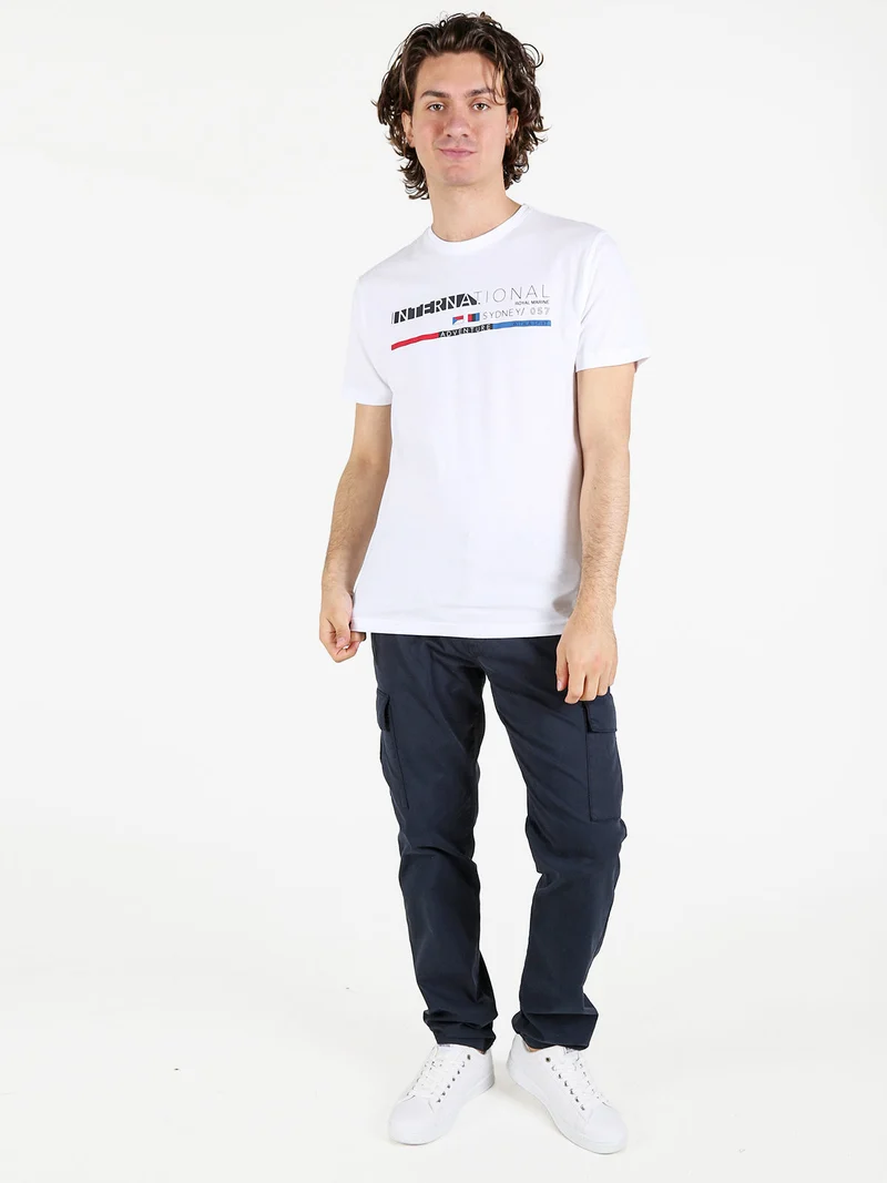T-shirt da uomo in cotone con stampa scritta - bianco