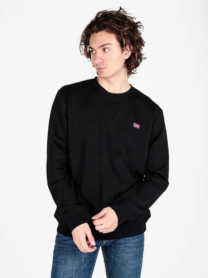 Felpa girocollo da uomo in misto cotone - nero