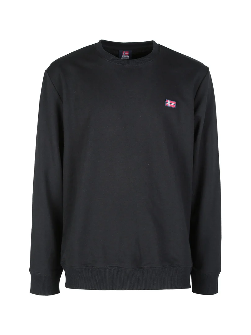 Felpa girocollo da uomo in misto cotone - nero