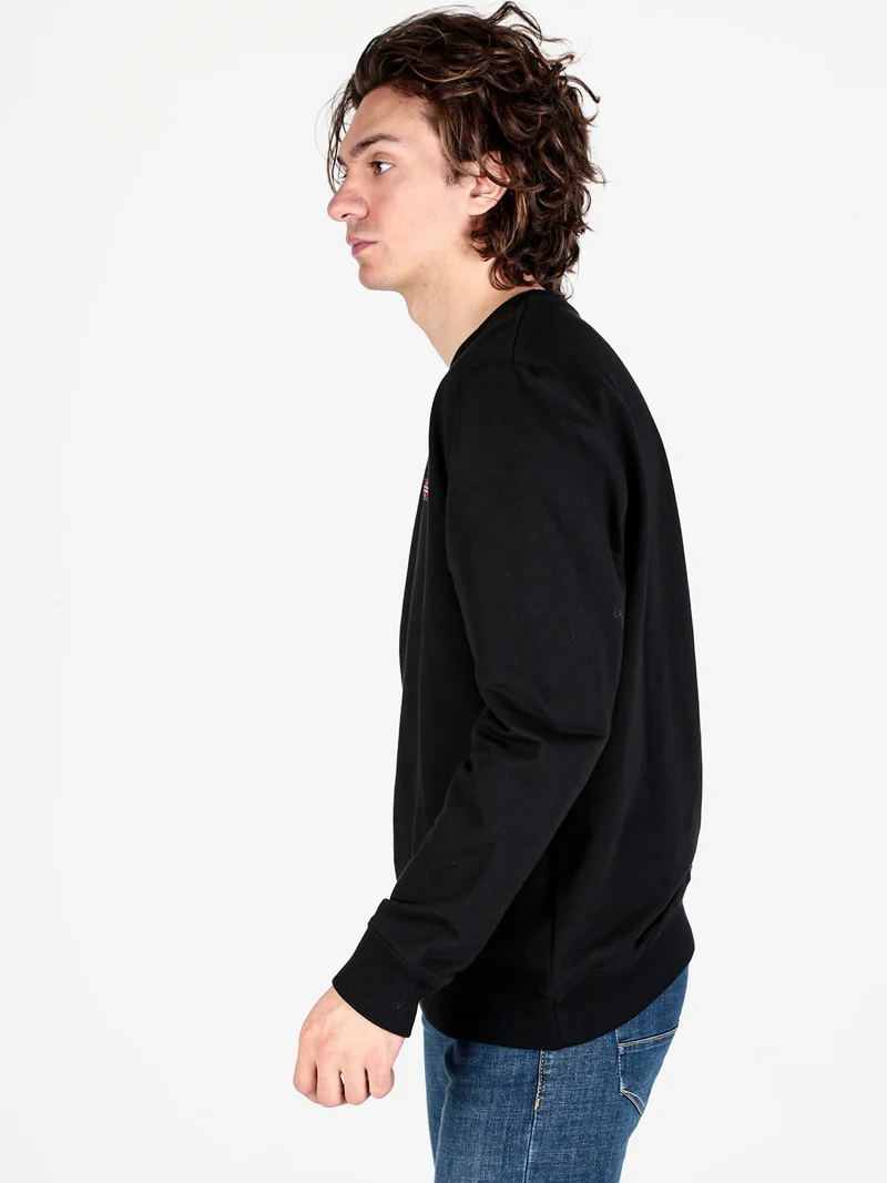 Felpa girocollo da uomo in misto cotone - nero