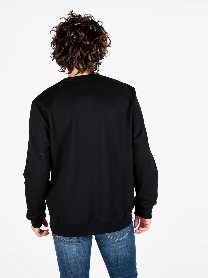 Felpa girocollo da uomo in misto cotone - nero
