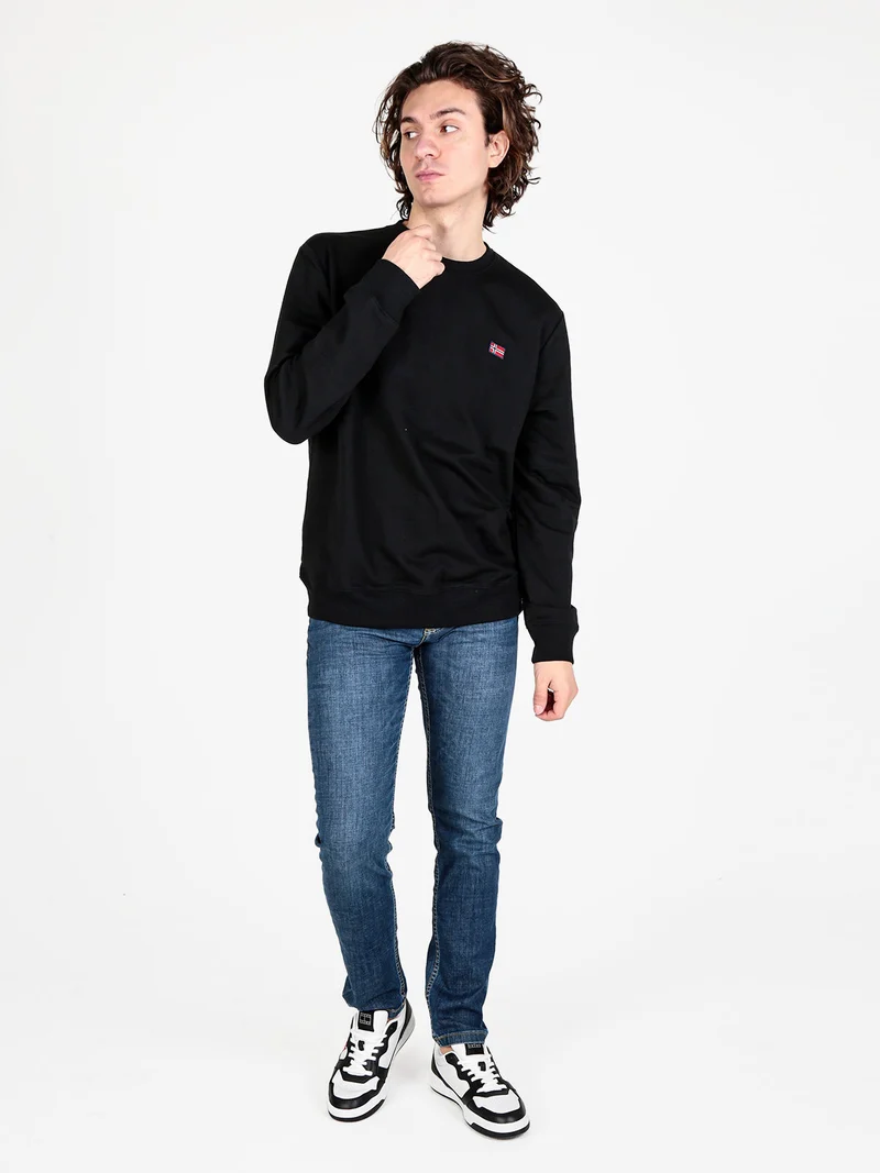 Felpa girocollo da uomo in misto cotone - nero