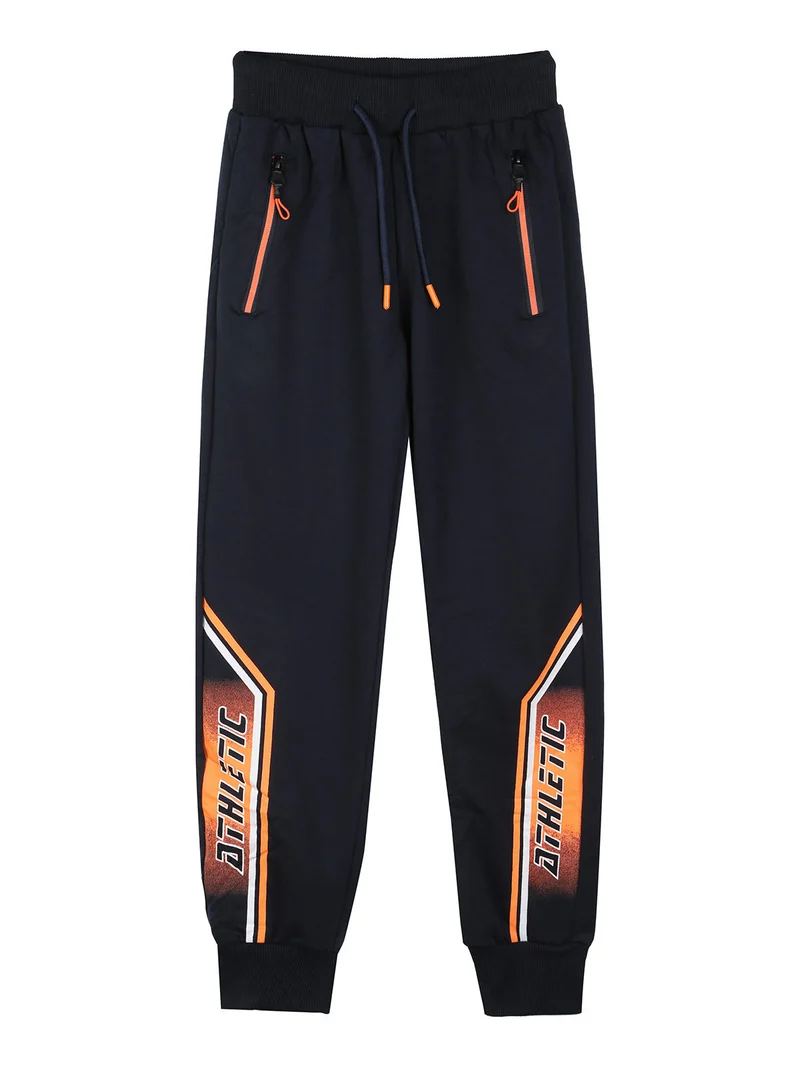Pantaloni tuta da ragazzo con polsini e interno felpato - blu scuro