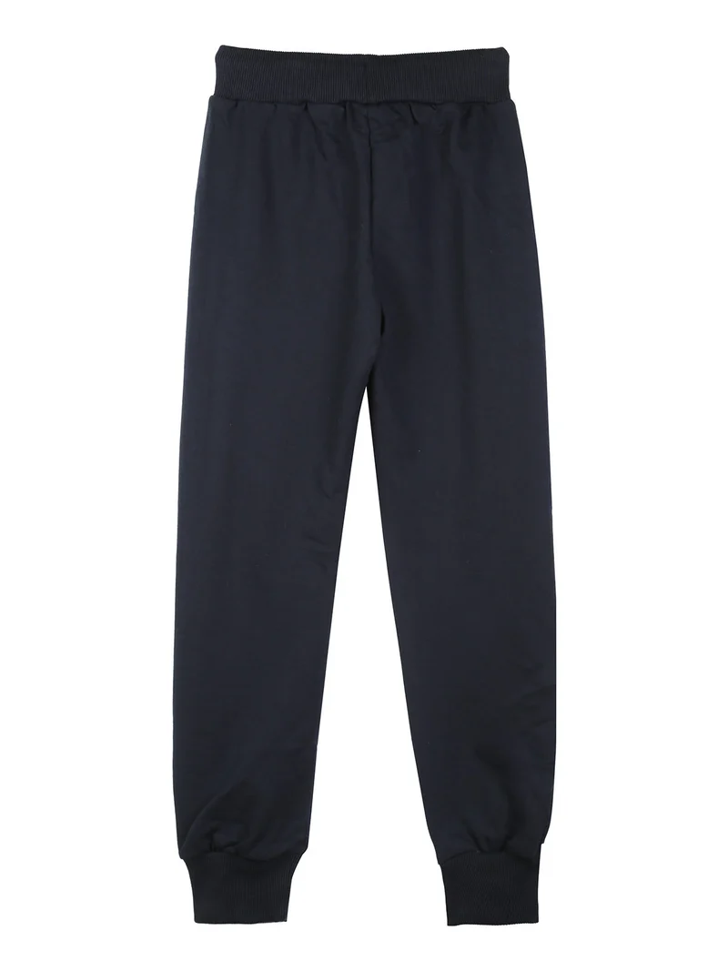 Pantaloni tuta da ragazzo con polsini e interno felpato - blu scuro