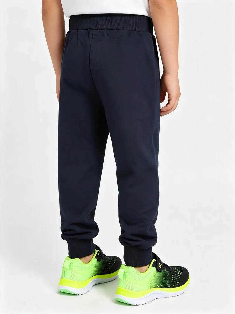 Pantaloni tuta da ragazzo con polsini e interno felpato - blu scuro