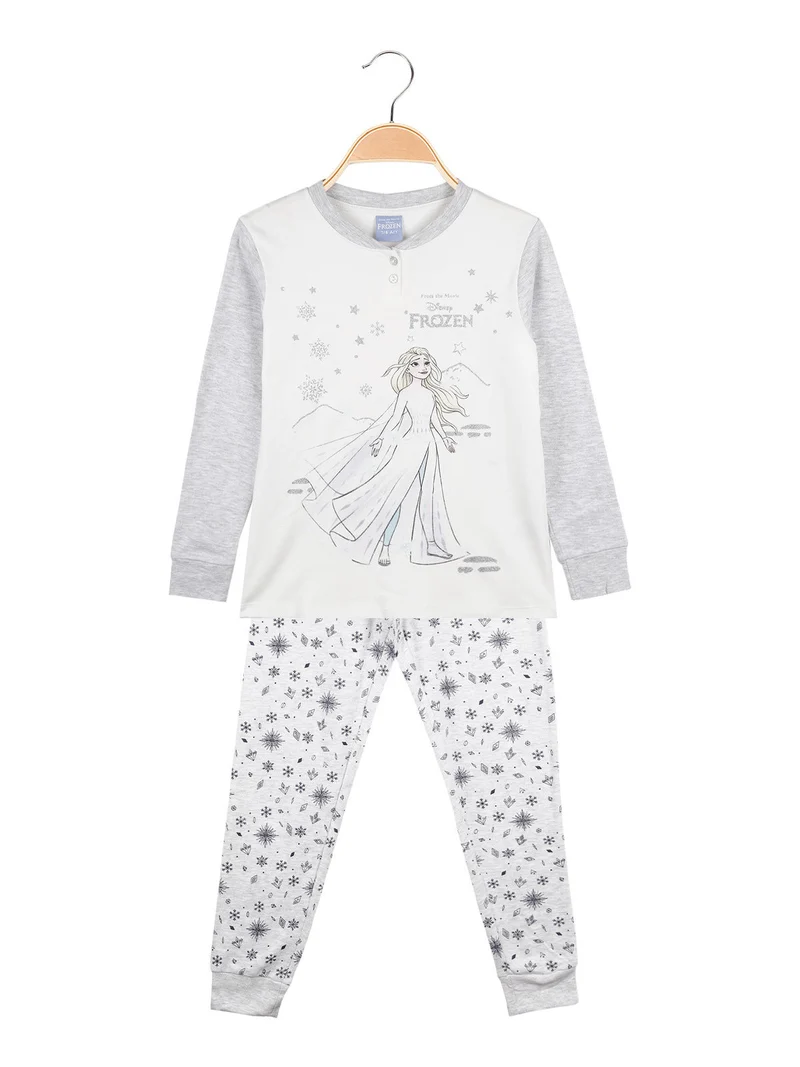 Pigiama lungo da bambina in caldo cotone - grigio chiaro