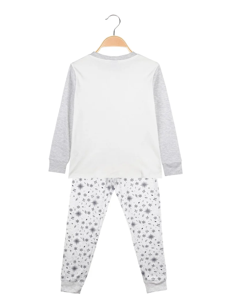 Pigiama lungo da bambina in caldo cotone - grigio chiaro