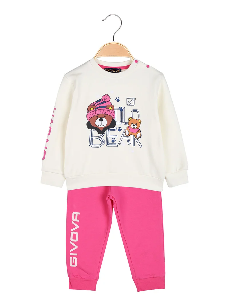 Completo 2 pezzi da neonata con felpa e pantaloni tuta - fucsia