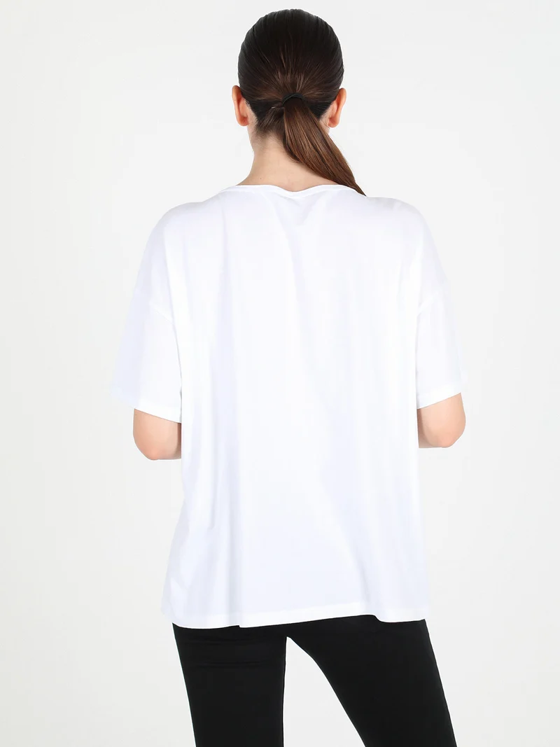 Maxi t-shirt donna oversize in cotone - bianco