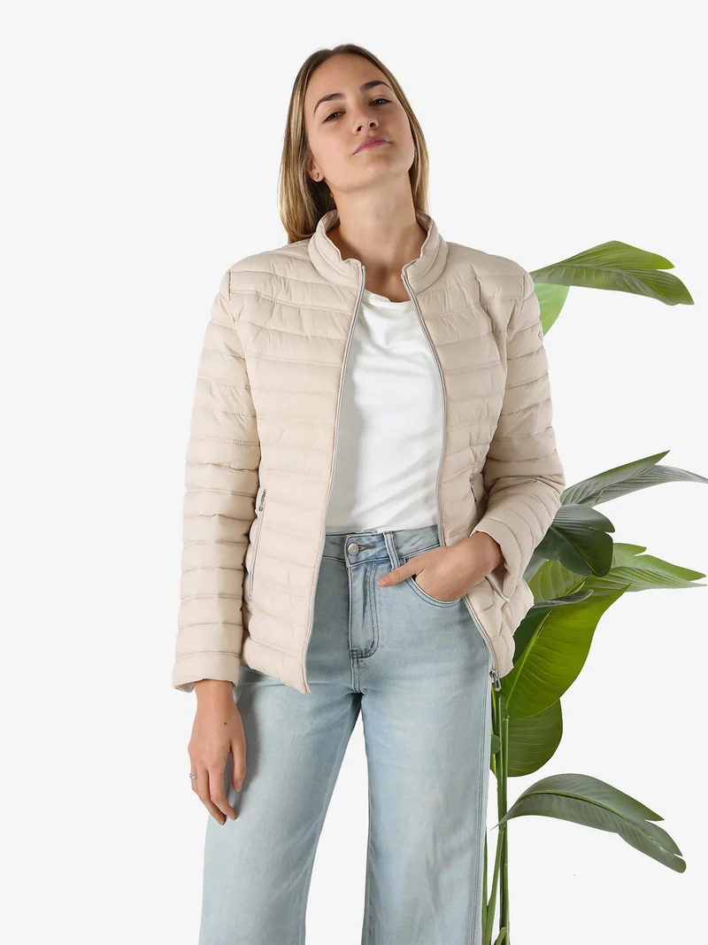 Giubbino donna 100 grammi con zip - beige