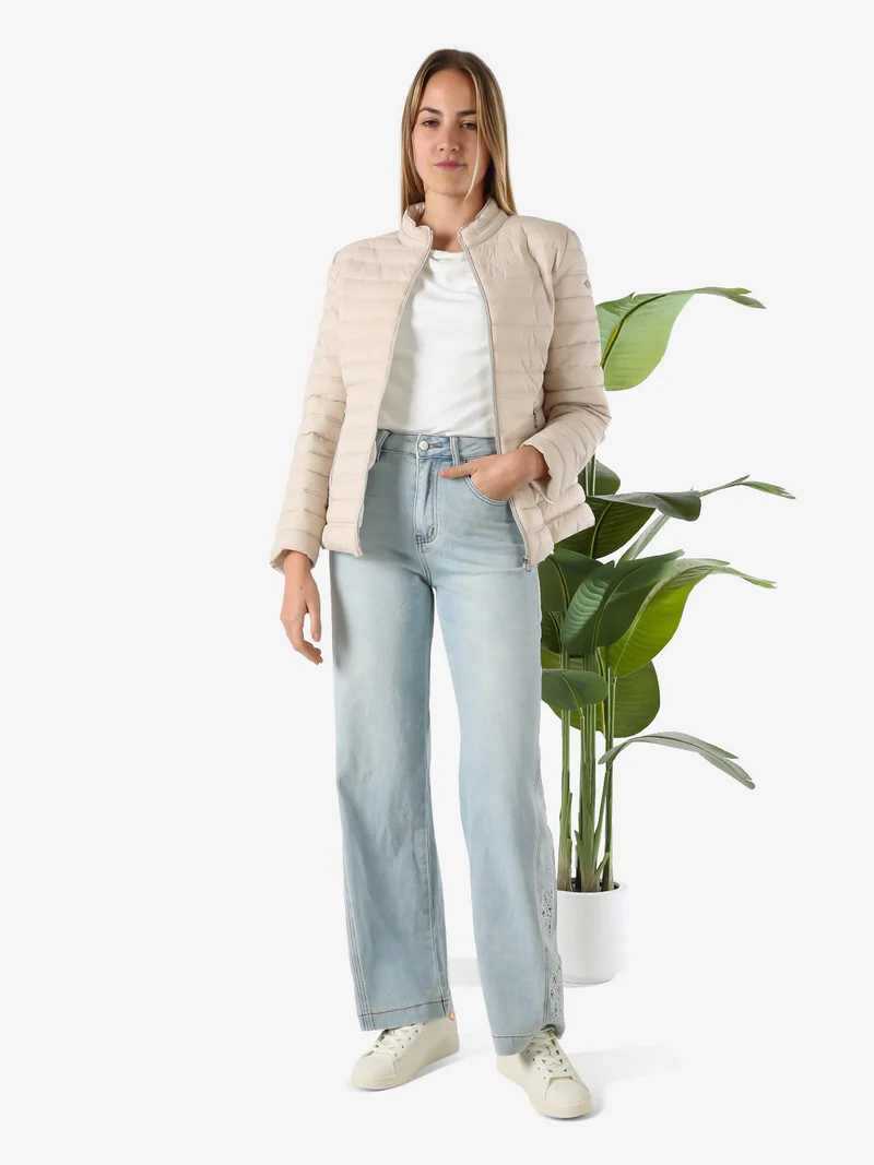 Giubbino donna 100 grammi con zip - beige