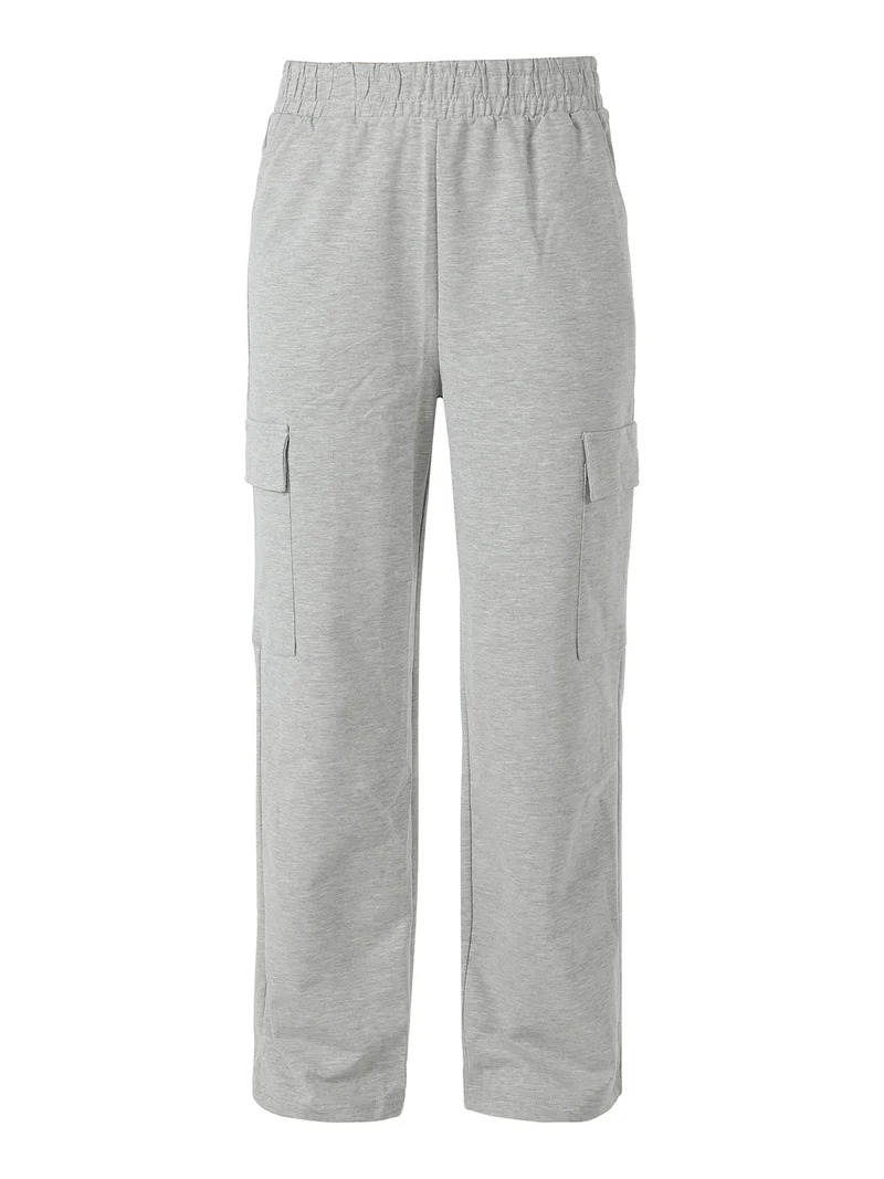 Pantaloni tuta da donna con tasconi a gamba dritta - grigio