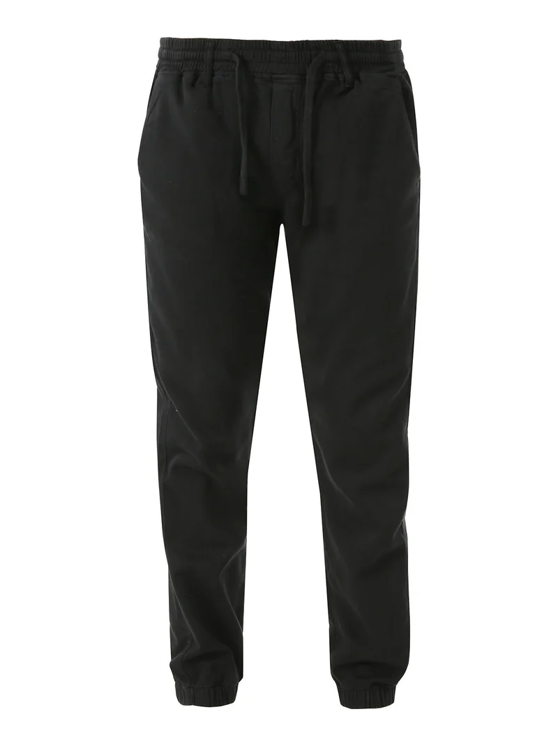 Pantaloni da uomo in cotone con coulisse ed elastico sul finale - nero