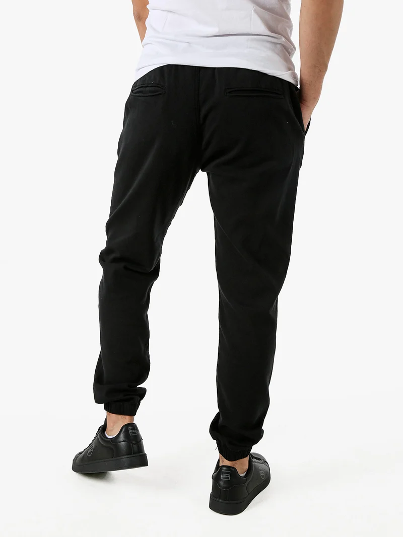 Pantaloni da uomo in cotone con coulisse ed elastico sul finale - nero