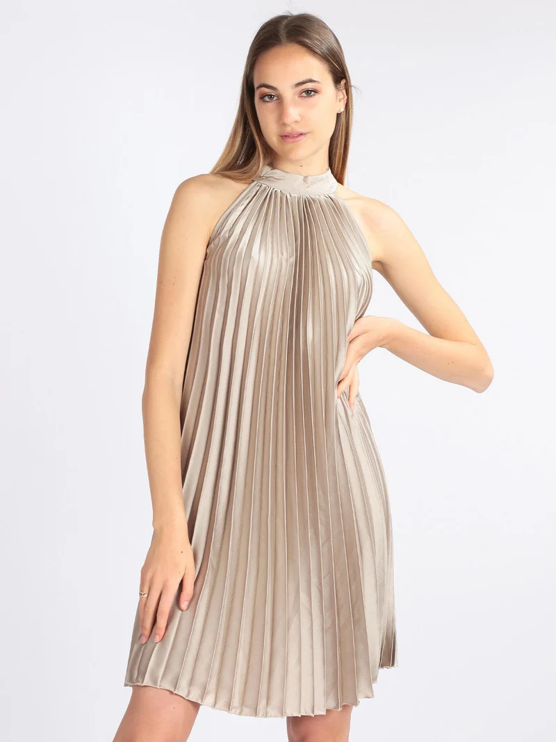 Vestito donna plissettato - fango