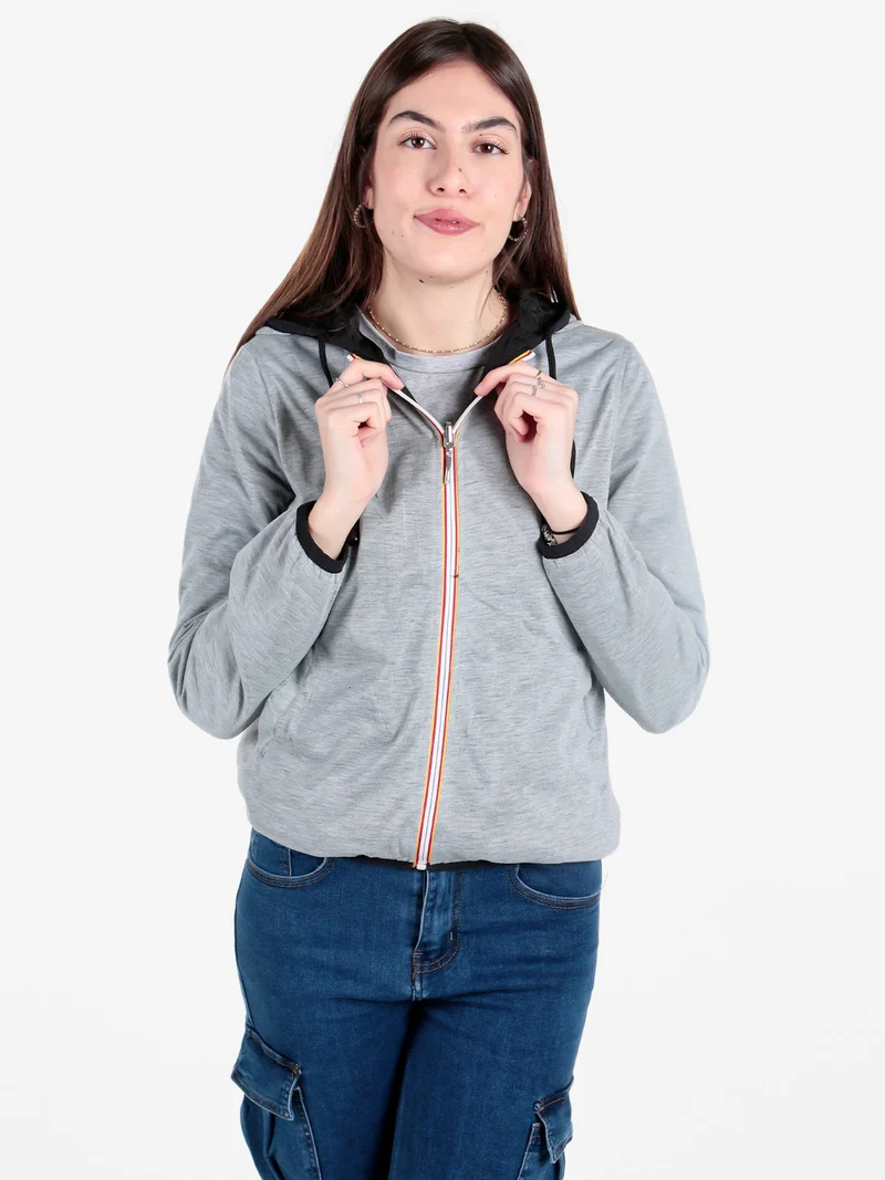 Giacca a vento da donna reversibile con cappuccio - nero