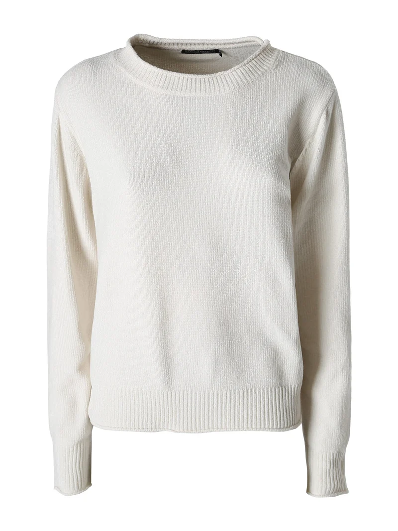 Maglione donna in ciniglia - panna