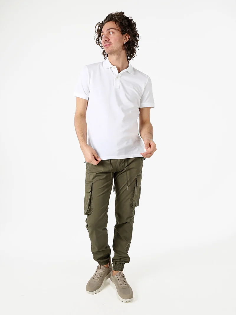 Polo da uomo in cotone a maniche corte - bianco