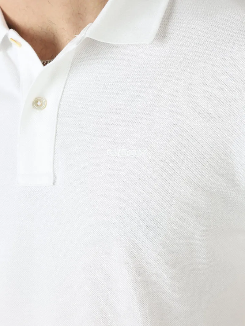Polo da uomo in cotone a maniche corte - bianco