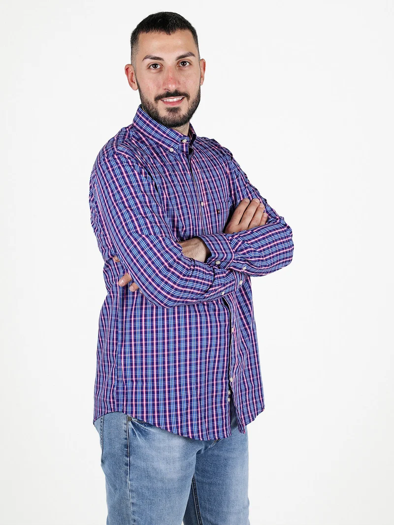 Camicia da uomo regular fit a fantasia - blu