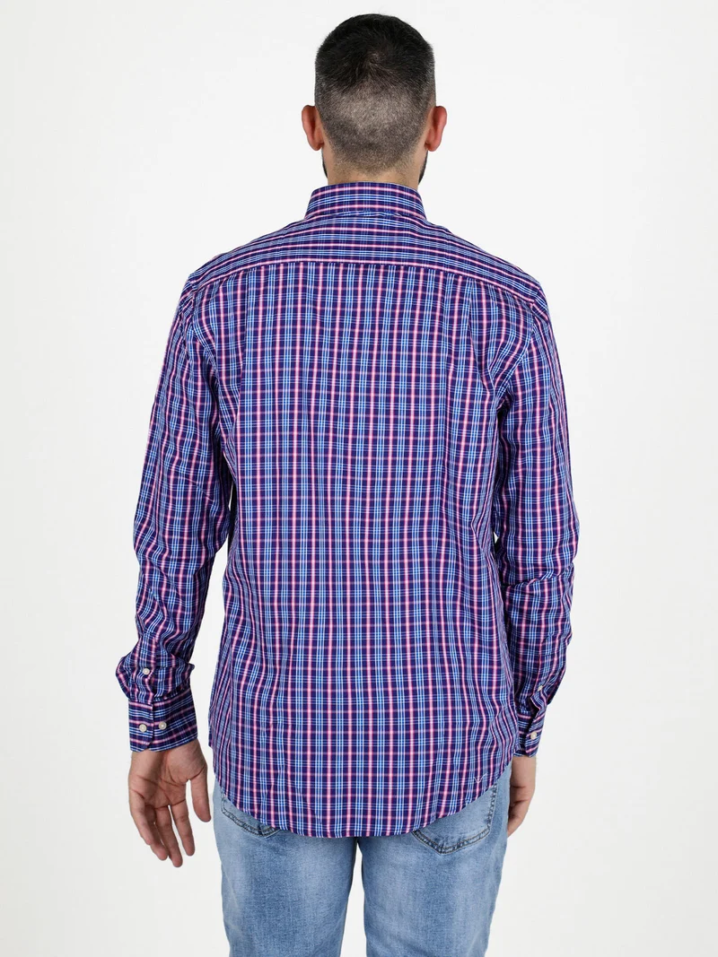Camicia da uomo regular fit a fantasia - blu