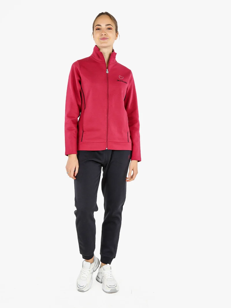 Completo tuta donna 2 pezzi con felpa e pantaloni - bordeaux