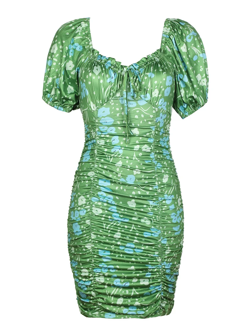 Abito donna a tubino drappeggiato multicolor - verde