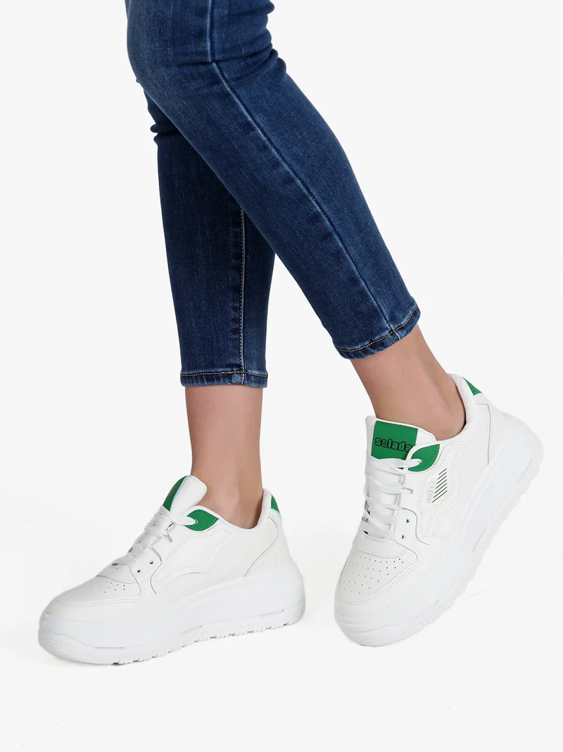 Sneakers donna con platform - verde