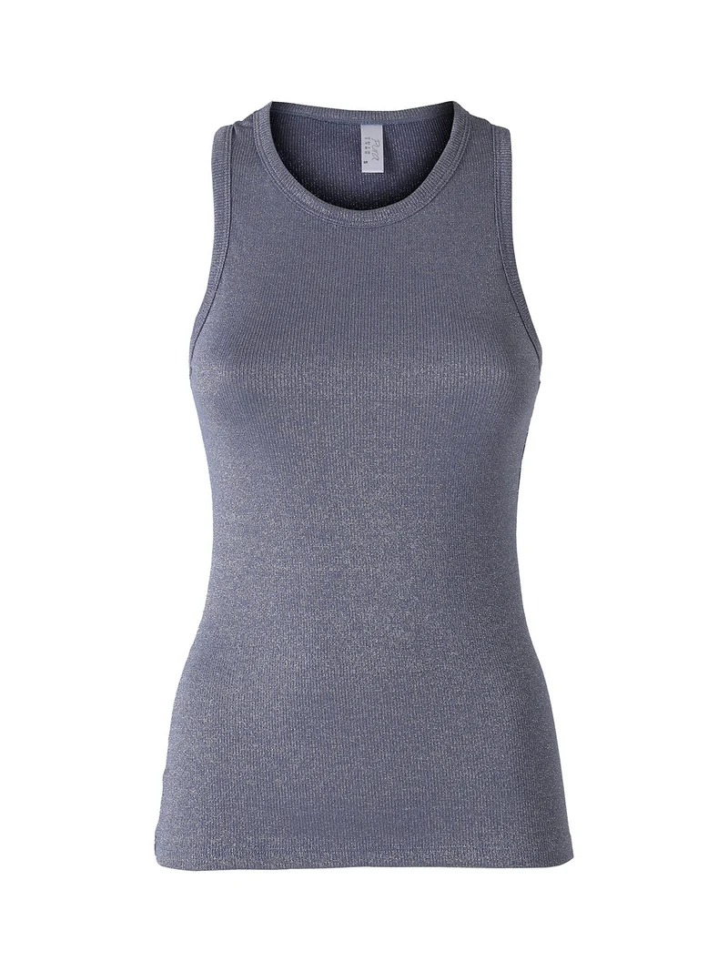 Canotta da donna in cotone lamè - blu