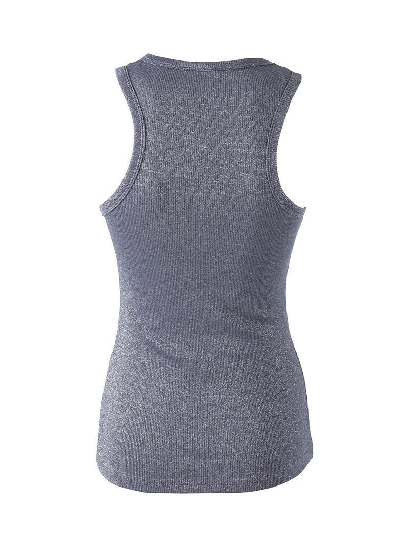 Canotta da donna in cotone lamè - blu
