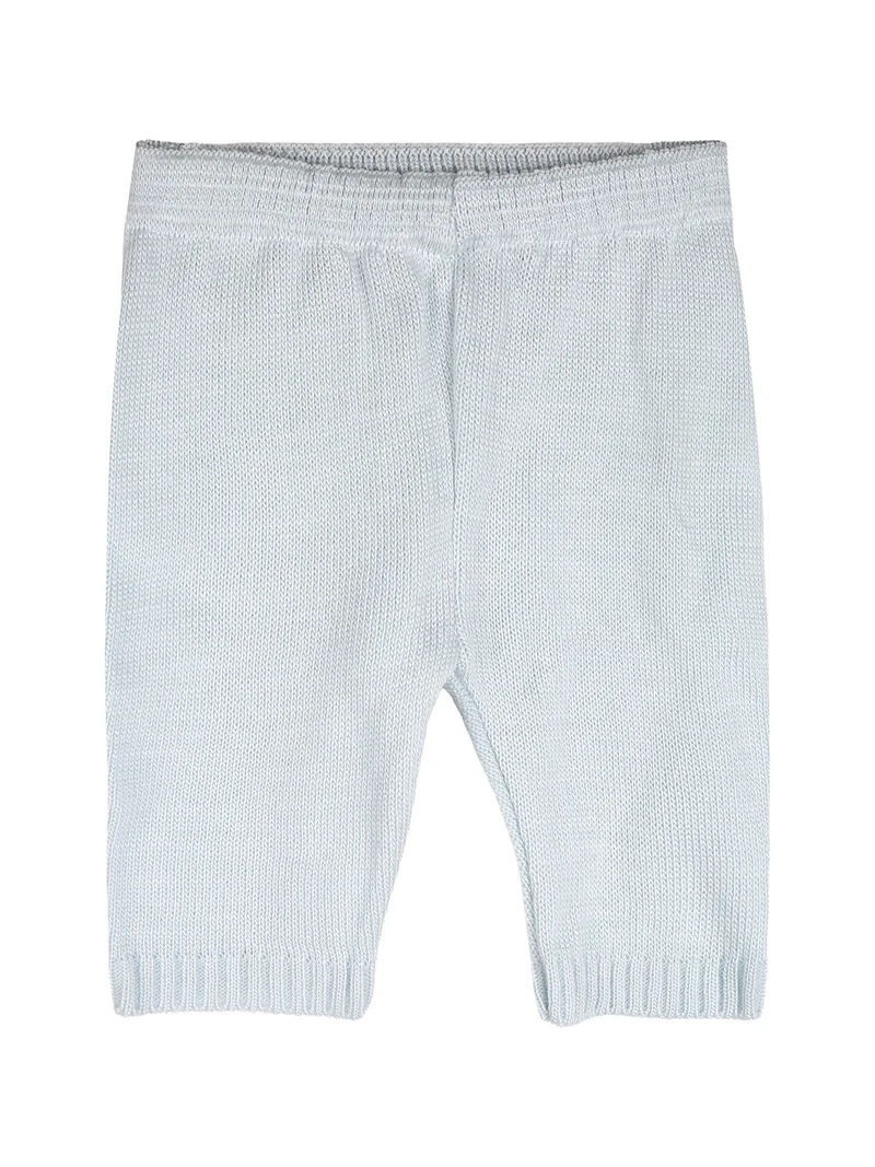 Completo 2 pezzi da neonati in maglia con colletto - azzurro