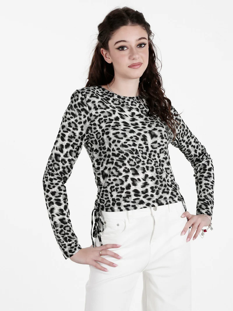 Maglia donna maculata a maniche lunghe - grigio