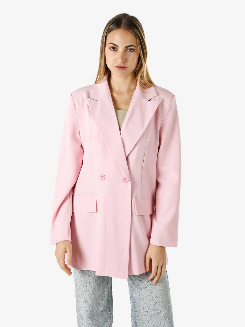 Blazer oversize da donna con chiusura a doppiopetto - rosa
