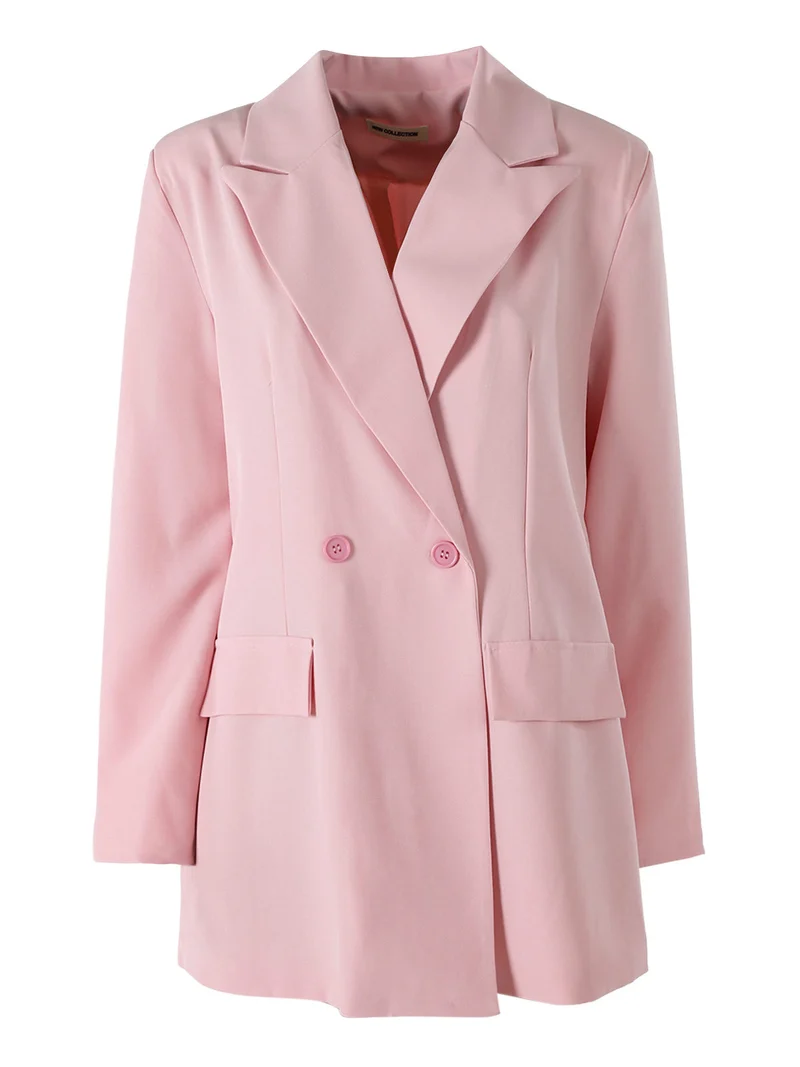 Blazer oversize da donna con chiusura a doppiopetto - rosa