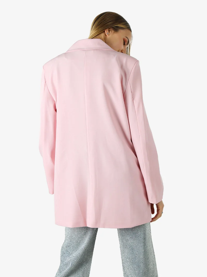 Blazer oversize da donna con chiusura a doppiopetto - rosa
