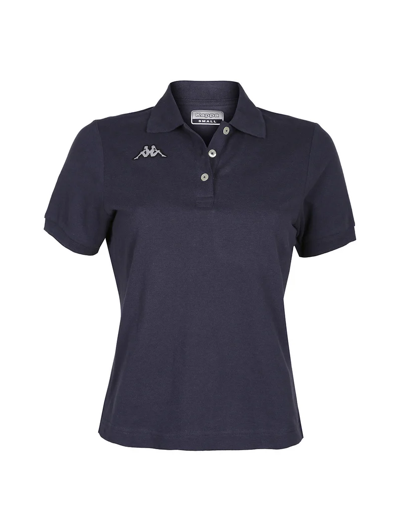 Polo donna a maniche corte in cotone - blu scuro
