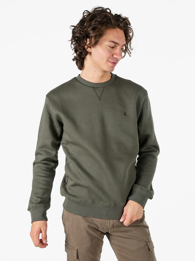 Felpa girocollo da uomo - militare