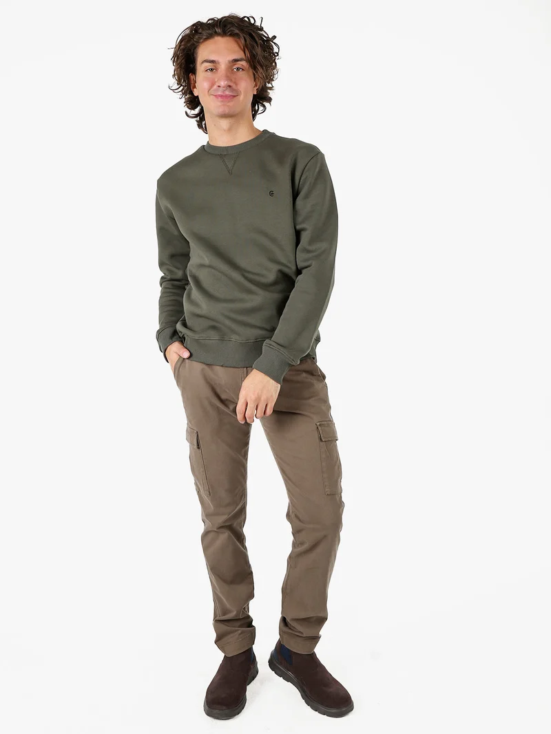 Felpa girocollo da uomo - militare