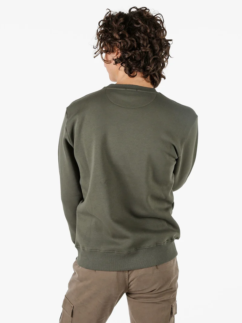 Felpa girocollo da uomo - militare
