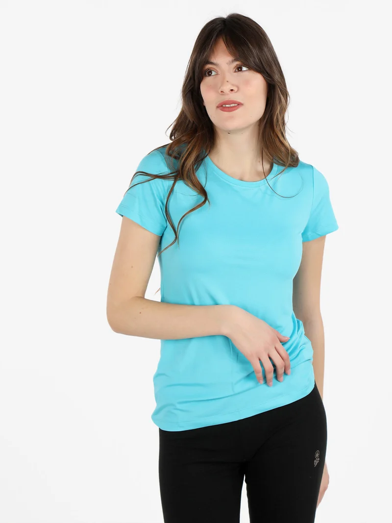 T-shirt sportiva da donna in tessuto tecnico - azzurro