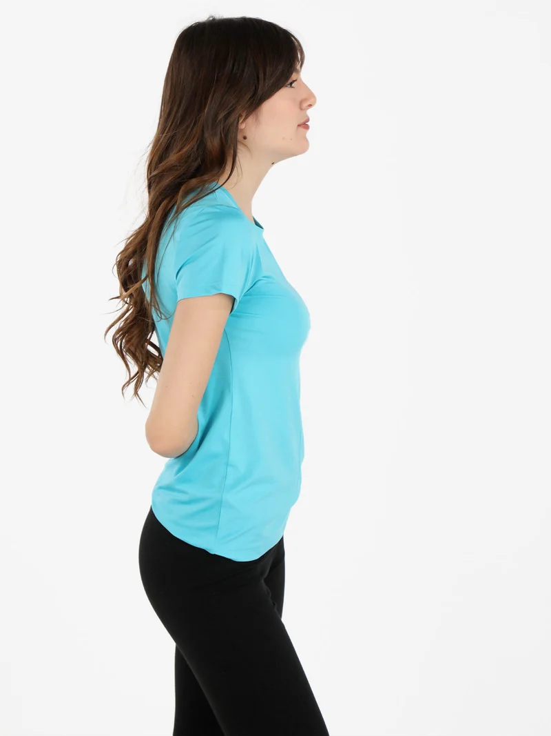 T-shirt sportiva da donna in tessuto tecnico - azzurro