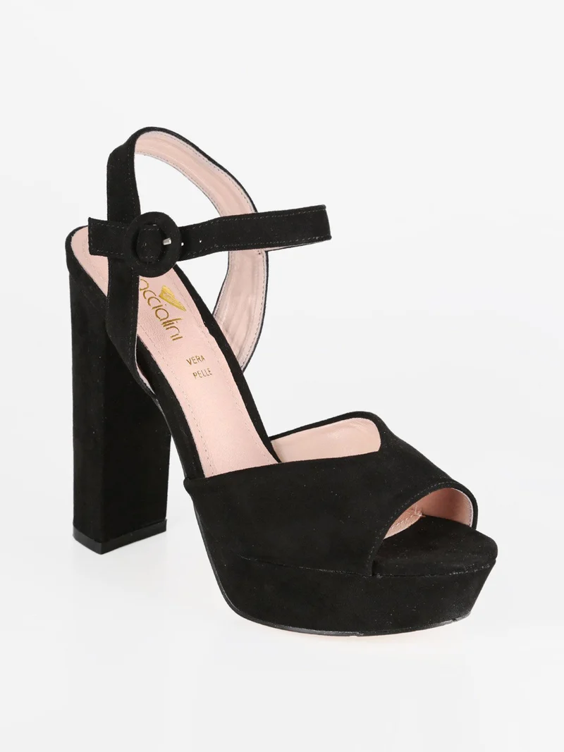 Decollete spuntate con cinturino T166 - nero