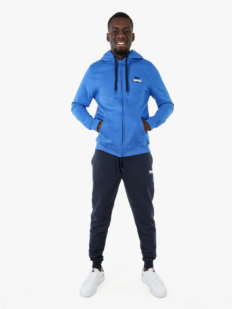 Felpa sportiva da uomo con cappuccio e zip - blu