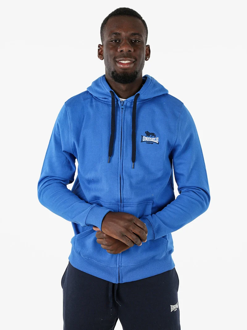Felpa sportiva da uomo con cappuccio e zip - blu