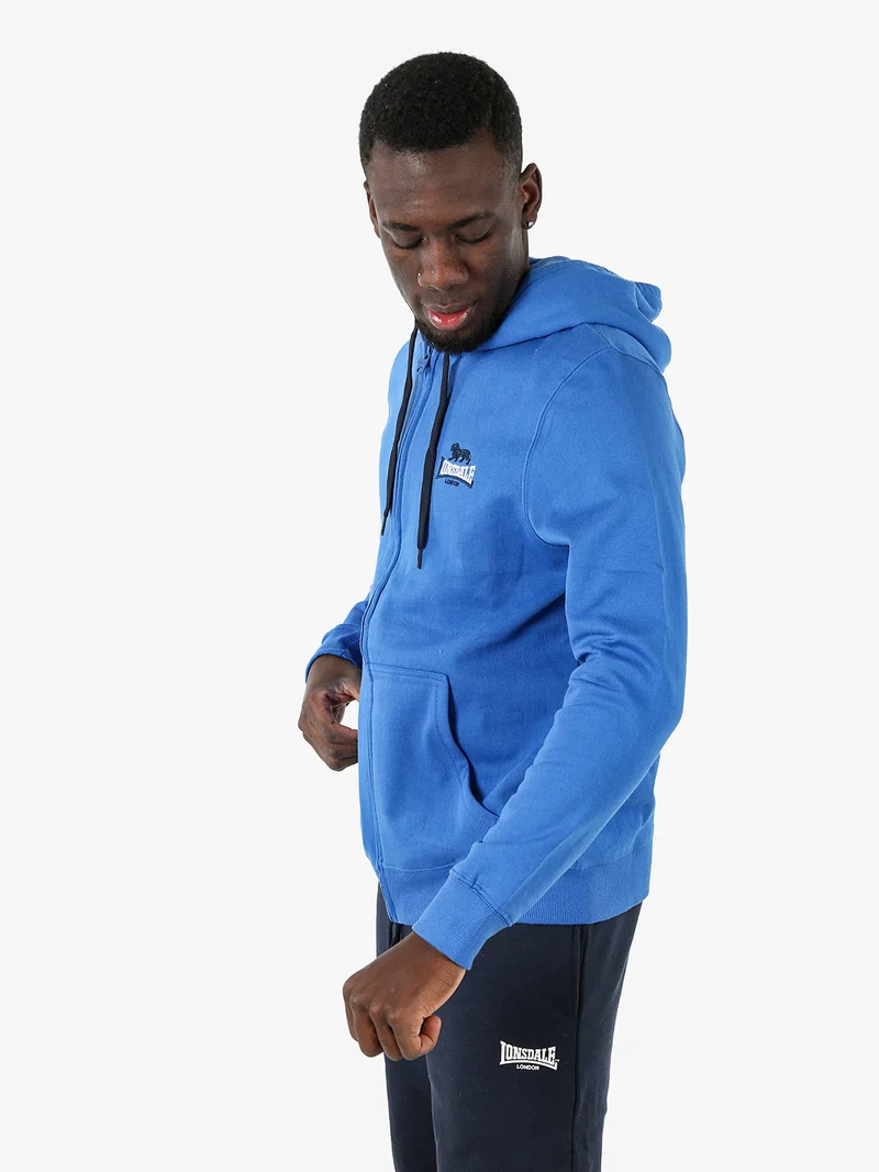 Felpa sportiva da uomo con cappuccio e zip - blu