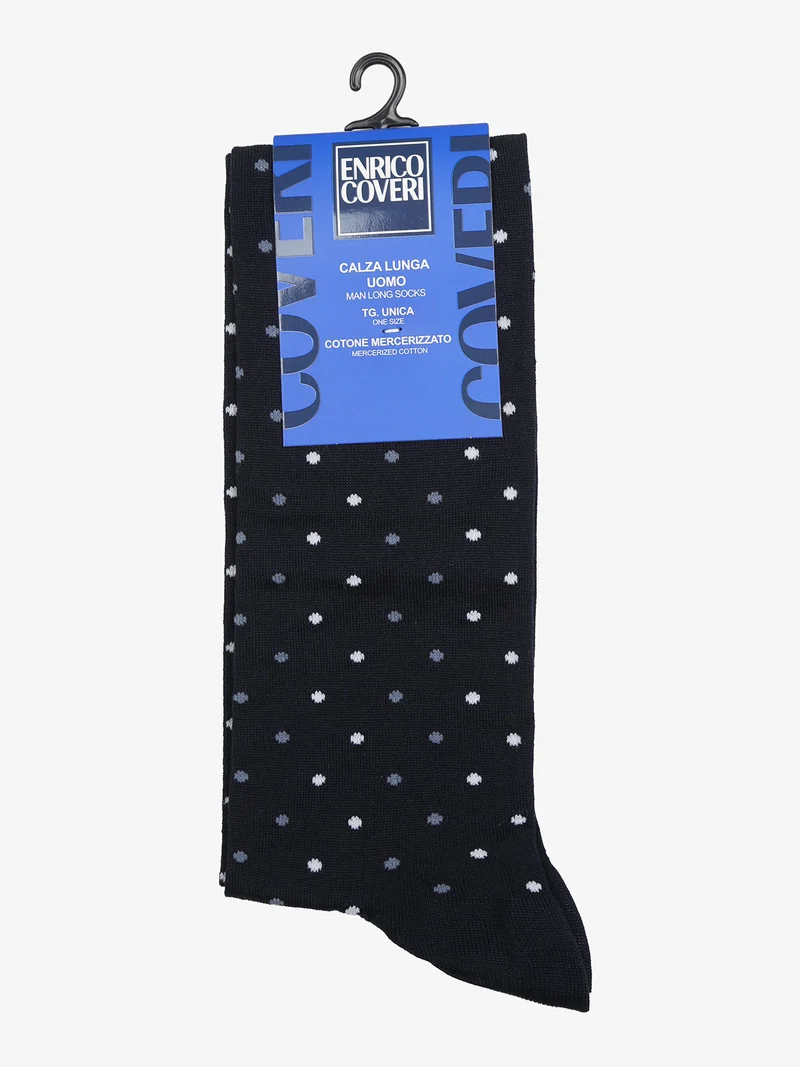 Calze lunghe da uomo in cotone mercerizzato - blu scuro